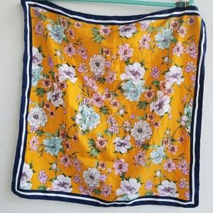 H&M square bandana scarf yellow blue white pink floral